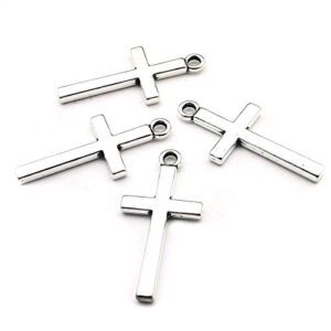 100pcs 13x27mm silver small cross charms pendants beads for jewelry making crafting findings accessory for diy necklace bracelet (7916)