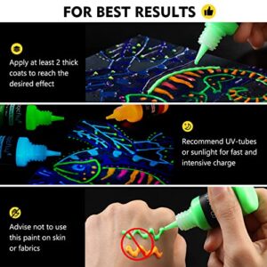 Magicfly Glow in The Dark Paint, 10 Extra Bright Colors(20 ml/0.7 oz) Glow Paint, Long-Lasting Self-Luminous Glow in The Dark Acrylic Paint for Artwork, DIY Projects, Perfect for Halloween Christmas Easter Decorations