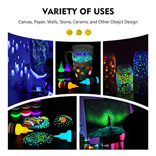 Magicfly Glow in The Dark Paint, 10 Extra Bright Colors(20 ml/0.7 oz) Glow Paint, Long-Lasting Self-Luminous Glow in The Dark Acrylic Paint for Artwork, DIY Projects, Perfect for Halloween Christmas Easter Decorations