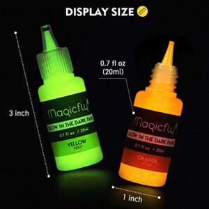 Magicfly Glow in The Dark Paint, 10 Extra Bright Colors(20 ml/0.7 oz) Glow Paint, Long-Lasting Self-Luminous Glow in The Dark Acrylic Paint for Artwork, DIY Projects, Perfect for Halloween Christmas Easter Decorations