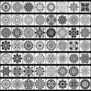 56 pack mandala dot painting templates stencils perfect for diy rock painting art projects (3.6×3.6 inch)