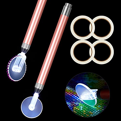 6 Pieces LED Diamond Painting Pen Wheel Set with Tape Light Point Drill Pens Fast and Efficient Diamond Painting Supplies for Different Size Jewelry Art DIY 5D Diamond Painting Nail Arts