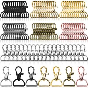swivel clasp hooks, anezus 80pcs key chain clip hooks, d ring clip lanyard hardware for keychain making, lanyard making, purse hardware, diy craft (1” inside width)
