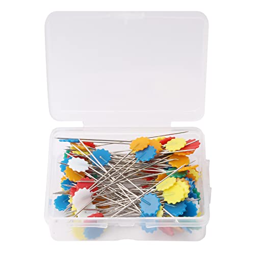 200 Pieces Flat Head Straight Pins, Flower Head Sewing Pins Quilting Pins for Sewing DIY Projects Dressmaker Jewelry Decoration, Assorted Colors
