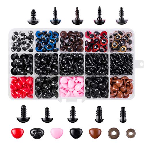 752pcs Safety Eyes and Safety Noses with Washers for Doll, Colorful Plastic Safety Eyes and Noses Assorted Sizes for Doll, Plush Animal and Teddy Bear Craft Making by AMOKIA