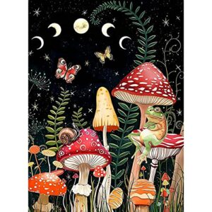 mushroom diamond painting kits for adults, 5d diy diamond paintings kit frog diamond art kits for adults full drill gem painting kit diamond dotz for home wall decor gifts 12x16inch