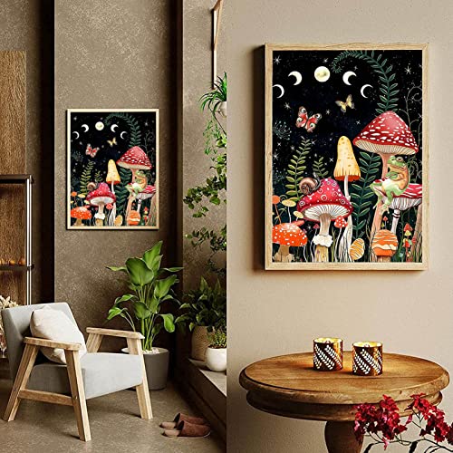 Mushroom Diamond Painting Kits for Adults, 5D DIY Diamond Paintings Kit Frog Diamond Art Kits for Adults Full Drill Gem Painting Kit Diamond Dotz for Home Wall Decor Gifts 12x16incH