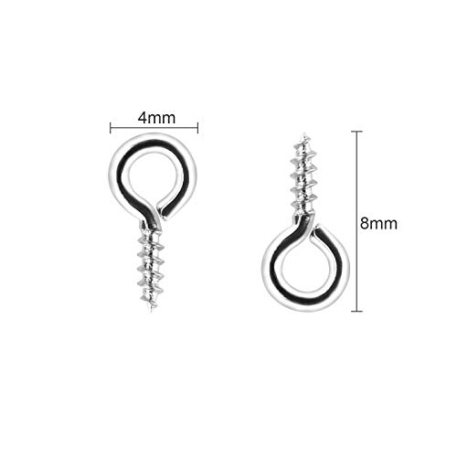 500PCS Small Screw Eye Pins, 4 x 8mm Small Eye Hooks for Jewelry Making, Eyelets Screw Threaded Clasps Hooks for Doing Art DIY, Mini Metal Hoop Peg/ Bracelet Connectors Excellent Jewelry Eye Screws