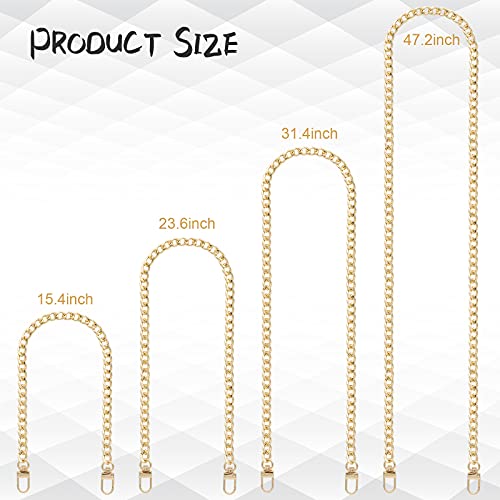 4 Pieces Different Sizes Iron Replacement Flat Chains Iron, Metal Chain Strap for DIY Purse Handbag Shoulder Crossbody Bag Clutch by RAPUDA(15.4 Inch, 23.6 Inch, 31. 4 Inch, 47.2 Inch) Gold