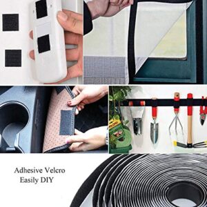 Double-Sided Adhesive, 8M Extra Strong Self-Adhesive Hook and Loop Tape Roll Sticky Back Strip with Strong Adhesive Tape Strip Fastener 8.8 Yards, 20mm Wide Black Used in Sewing, School, Office, Home