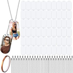 sublimation blank dog tag aluminum white sublimation stamping tag pendants double sided blank stamping metal tags, 23.6 inch dog tag chain, heat tape for personalized pets tags(31 pieces)
