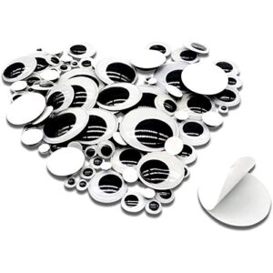 TOAOB 100pcs Black Plastic Googly Wiggle Eyes Self-Adhesive Round 6mm to 35mm Mixed Assorted Sizes Sticker Eyes for DIY Crafts Scrapbooking Decoration