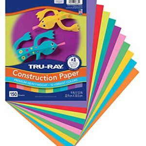 Tru-Ray Construction Paper, 10 Vibrant Colors, 9" x 12", 150 Sheets
