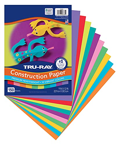 Tru-Ray Construction Paper, 10 Vibrant Colors, 9" x 12", 150 Sheets