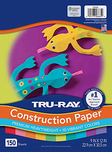 Tru-Ray Construction Paper, 10 Vibrant Colors, 9" x 12", 150 Sheets