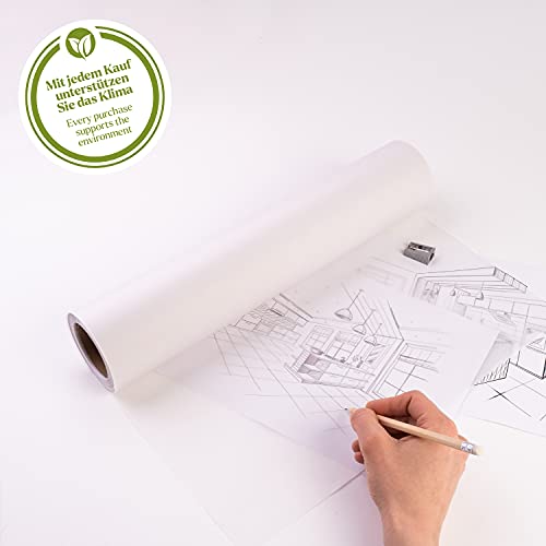 Tritart White Tracing Paper Roll 16 inch x 164 feet - 50 g/m² Sewing Pattern Paper for Ink, Pencil & Markers - Trace Paper for Sewing&Dressmaking - Sketch & Drafting Paper roll - Sewing Tracing Paper
