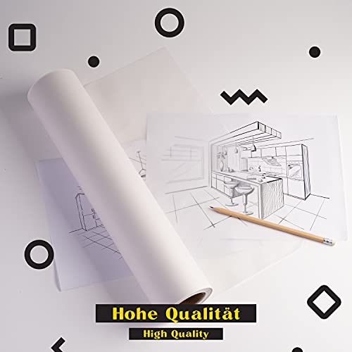 Tritart White Tracing Paper Roll 16 inch x 164 feet - 50 g/m² Sewing Pattern Paper for Ink, Pencil & Markers - Trace Paper for Sewing&Dressmaking - Sketch & Drafting Paper roll - Sewing Tracing Paper