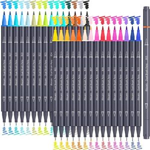 ibayam dual tip markers brush pens, 30 colors art marker colored pens for adult kids artist coloring journaling note taking planner, brush & fineliner tip