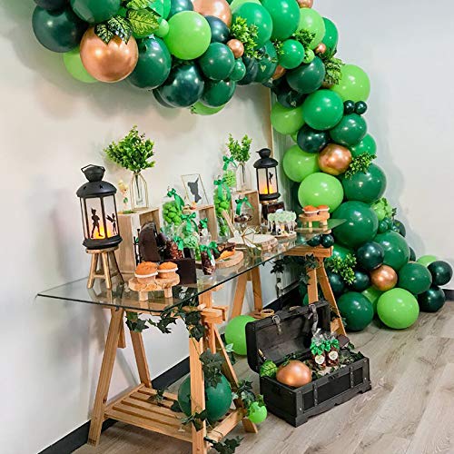 Zesliwy 100 Pack Green Latex Balloons, 12 inch Dark Green Balloons And Light Green Balloons with Green Ribbon for Jungle Safari Theme Birthday Party Baby Shower St. Patrick's Day Party Decoations.