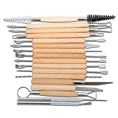 Blisstime Set of 42 Clay Sculpting Tool Wooden Handle Pottery Carving Tool Kit