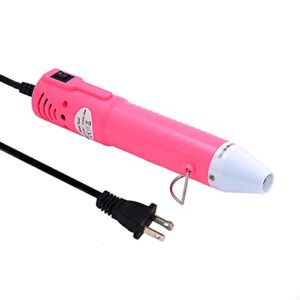 heat gun,mofa embossing mini heat gun,hot air gun for craft with stand for diy embossing and acrylic paint dryer,multi-purpose electric heating nozzle 150w 110v (pink,white)
