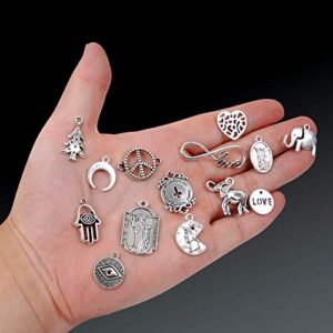 YUEAON 300pcs bulk lots charms for jewelry making supplies kit craft accessories bracelet necklace pendant earring keychain tibetan silver wholesale