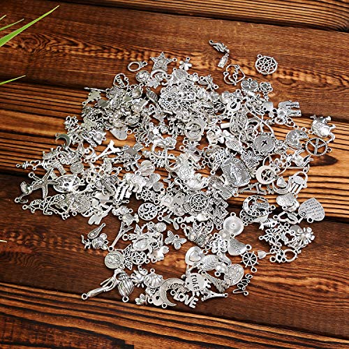 YUEAON 300pcs bulk lots charms for jewelry making supplies kit craft accessories bracelet necklace pendant earring keychain tibetan silver wholesale