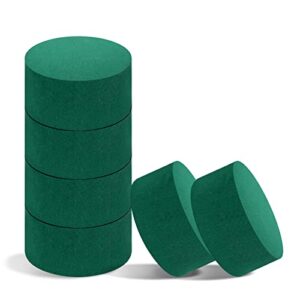 FLOFARE Pack of 6 Round Floral Foam Blocks for Fresh and Artificial Flowers, Styrofoam for Artificial Flowers each (3" X 1.5"), Dry & Wet Green Flower Foam for Flower Arrangements and Florist Supplies