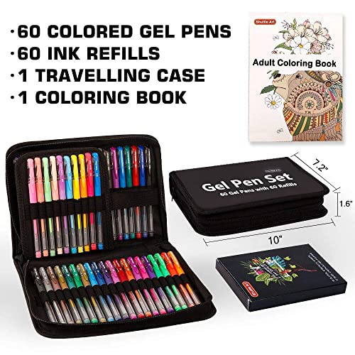 Gel Pens, Shuttle Art 120 Pack Gel Pen Set 60 Colored Gel Pen with 60 Refills for Adults Coloring Books Drawing Doodling Crafts Scrapbooking Journaling