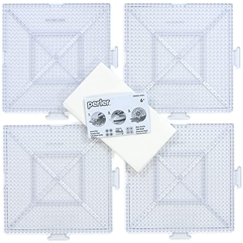 Perler Beads Large Square Pegboards for Kids Crafts, 4 pcs