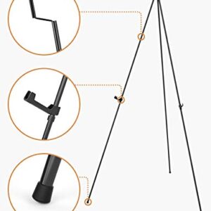 Nicpro Folding Easels for Display, 2 Pack 63 Inch Metal Floor Easel Stand Tripod Black Portable for Artist Poster Wedding with Carry Bag