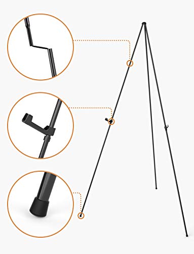 Nicpro Folding Easels for Display, 2 Pack 63 Inch Metal Floor Easel Stand Tripod Black Portable for Artist Poster Wedding with Carry Bag