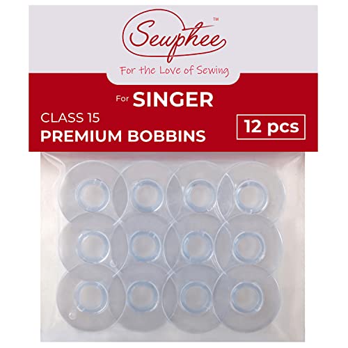 12pcs Bobbins fits Singer Sewing Machine - Class 15 Plastic Bobbins, 81348
