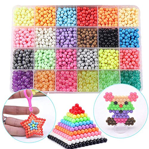 Funcool Beads Toy Fusible Beads Refill, 24 Colors Water Spray Beads Set Compatible with Beados Art Crafts Toys for Kids Over 3000 Classic and Jewel Beads