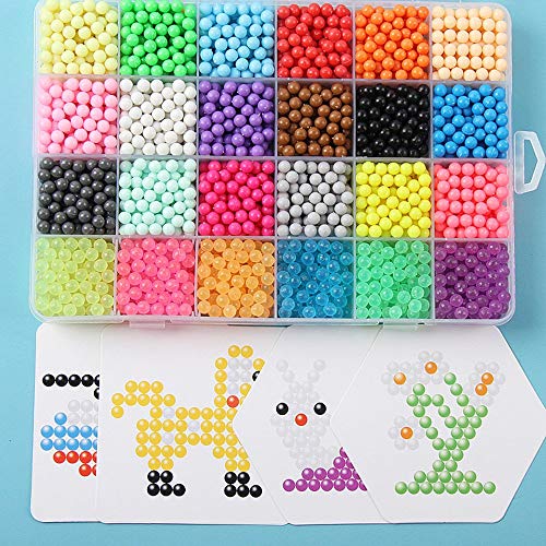 Funcool Beads Toy Fusible Beads Refill, 24 Colors Water Spray Beads Set Compatible with Beados Art Crafts Toys for Kids Over 3000 Classic and Jewel Beads