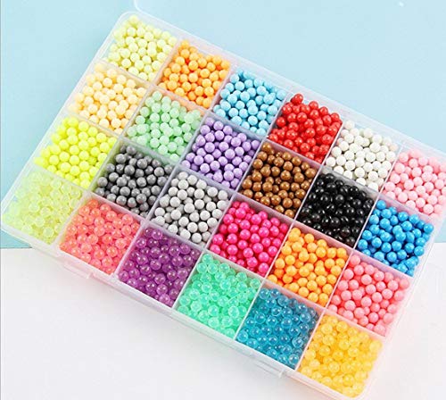 Funcool Beads Toy Fusible Beads Refill, 24 Colors Water Spray Beads Set Compatible with Beados Art Crafts Toys for Kids Over 3000 Classic and Jewel Beads