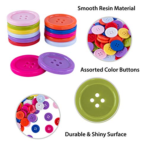 100 Pack 1 Inch Buttons Flatback Sewing Colored for Arts & Crafts, Fashion Clothing, DIY Projects (Assorted)