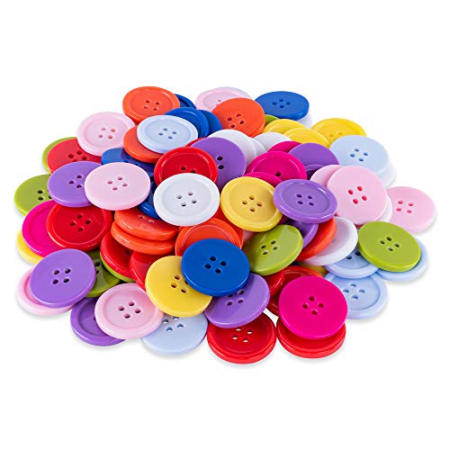 100 Pack 1 Inch Buttons Flatback Sewing Colored for Arts & Crafts, Fashion Clothing, DIY Projects (Assorted)