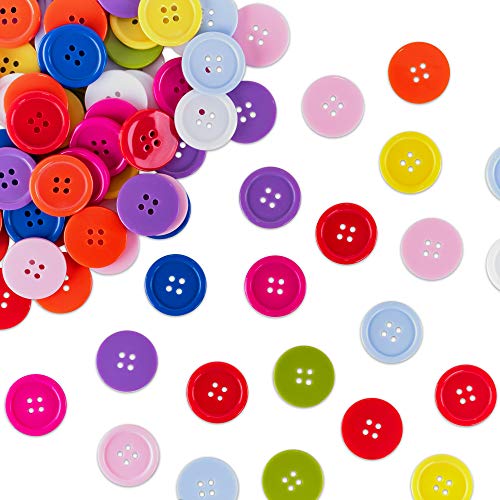 100 Pack 1 Inch Buttons Flatback Sewing Colored for Arts & Crafts, Fashion Clothing, DIY Projects (Assorted)