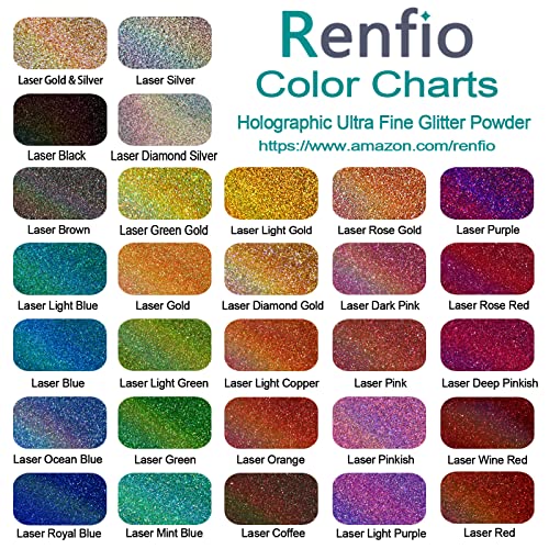 Renfio Holographic Ultra Fine Glitter Powder Metallic Resin Glitter PET Flakes Crafts Sequins 1/128" 0.008" 0.2mm Epoxy Chips Flakes for Tumblers Slime 1.75 Oz (50g) - Laser Black