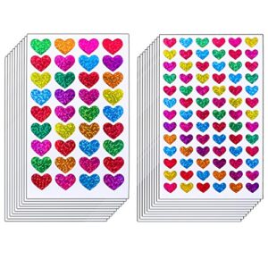 ruisita 60 sheets glitter heart stickers valentine’s day love decorative sticker for scrapbooking or embellishment (color 2)
