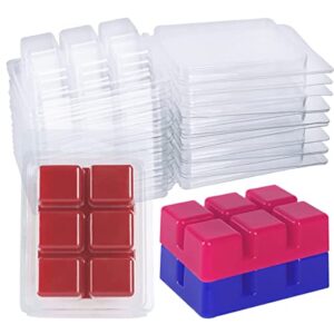 cbhtr 100 packs wax melt clamshells molds, clear empty plastic cube tray for wickless tarts candles