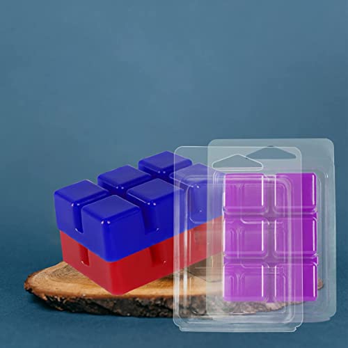 CBHTR 100 Packs Wax Melt Clamshells Molds, Clear Empty Plastic Cube Tray for Wickless Tarts Candles