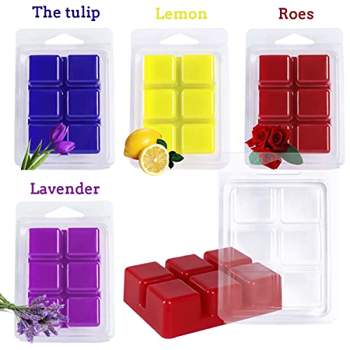 CBHTR 100 Packs Wax Melt Clamshells Molds, Clear Empty Plastic Cube Tray for Wickless Tarts Candles