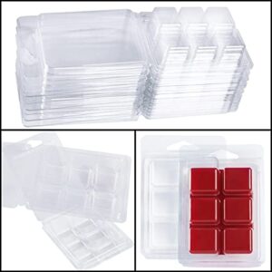 CBHTR 100 Packs Wax Melt Clamshells Molds, Clear Empty Plastic Cube Tray for Wickless Tarts Candles