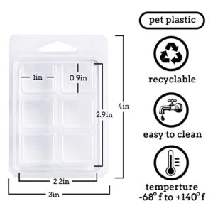 CBHTR 100 Packs Wax Melt Clamshells Molds, Clear Empty Plastic Cube Tray for Wickless Tarts Candles