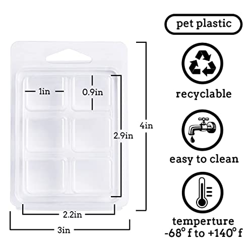 CBHTR 100 Packs Wax Melt Clamshells Molds, Clear Empty Plastic Cube Tray for Wickless Tarts Candles