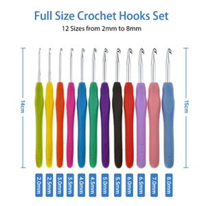 RealPlus Crochet Hooks Set, 12 Sizes Crochet Hooks Set for Arthritic Hands, Ergonomic Soft Grip Handles, Crochet Kit for Beginners, Christmas Gifts for Women, Large Crochet Needle with Blue Case