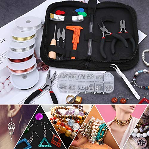 Thrilez Jewelry Wire Wrapping Jewelry Making Supplies Kit with Craft Ring Wire, Jewelry Tools, Jewelry Pliers and Jewelry Findings for Jewelry Repair, Wire Wrapping and Beading