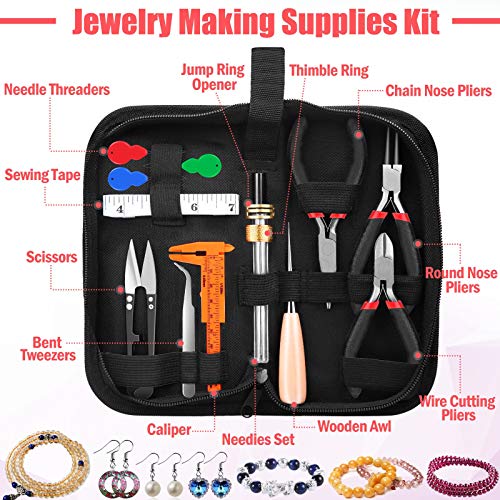 Thrilez Jewelry Wire Wrapping Jewelry Making Supplies Kit with Craft Ring Wire, Jewelry Tools, Jewelry Pliers and Jewelry Findings for Jewelry Repair, Wire Wrapping and Beading